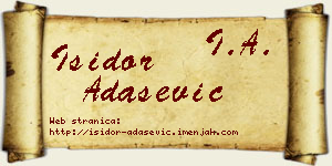 Isidor Adašević vizit kartica